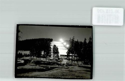 Hundseck Seilbahn Winter beleuchtet Ort handschriftlich Foto Original aus Archiv eines Ansichtskartenverlages