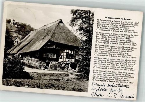 Murg 1940 Schwarzwaldhaus Gedicht Schwarzwald O Heimat
