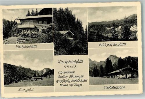 Kirchsteinhütte Foto AK Berghütte am Kirchstein Längental Probstenwand Fotograf Hirsch Hüttenstempel Notopfermarke