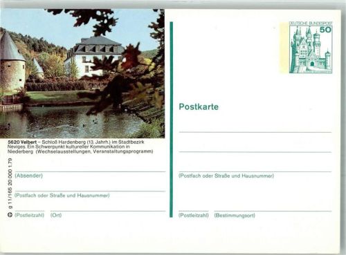 42549 W5620 Velbert Ganzsache Schloss Hardenberg