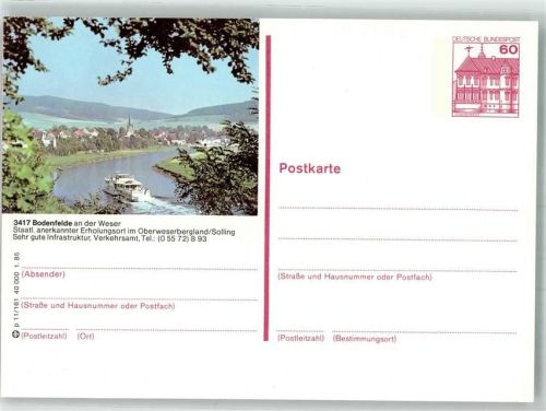 Bodenfelde Panorama des Ortes mit Raddampfer auf der Weser