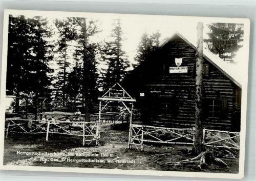 Herrgottschnitzerhaus Foto AK Hüttenstempel