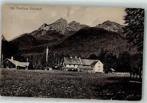 82488 W8107 Linderhof 1908 Foto AK Forsthaus Linderhof