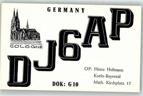 Köln Rodenkirchen 208 1961 Amateurfunk QSL-Karte