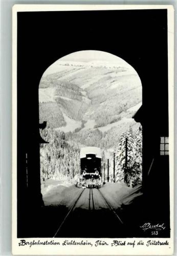 98744 O6421 Cursdorf Gebrauchsspuren Eisenbahn Bergbahnstation Lichtenhain Winter