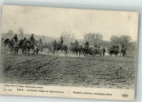 1914 Bespannte Artillerie beim Stellungswechsel