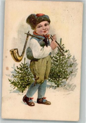 sign. Simunka Tschechischer Junge mit Dudelsack zu Weihnachten Dudelsack 1927 Künstlerkarte