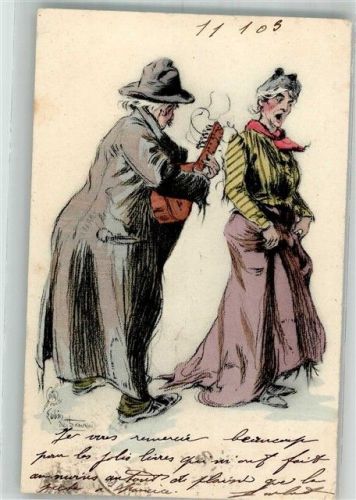 1903 sign. Beauvais Lubin Frau Gitarrenspieler
