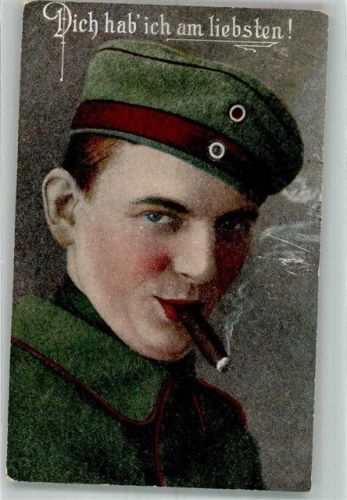 1917 Soldat WK I raucht S.B. 1. E. B. 13. bayr. Inf. Regts R. u. K.L. Serie 2608/2