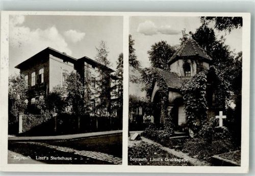 W8580 Bayreuth Sterbehaus und Grabkapelle des Komponisten Liszt, F. 1935 Foto AK