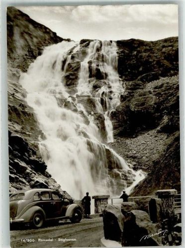 Romsdal 1938 Stigfossen-Wasserfall mit Volvo PV51 Bordstempel Dampfer Columbus