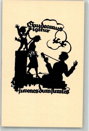 Scherenschnitt Gaudeamus igitur Amor Gitarre Studentika Hessischer Heimat-Verlag