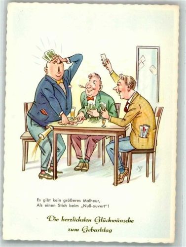 Geburtstag Drei Männer beim Kartenspiel