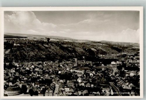 Merzig 1939 Fliegeraufnahme des Ortes mit Kirche St. Peter