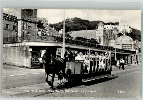Douglas Foto AK Pferdestraßenbahn Promenade