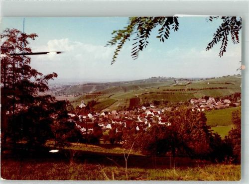 Auggen Panorama des Ortes mit der Kreuzkirche Foto Original aus Archiv eines Ansichtskartenverlags Ort handschriftlich