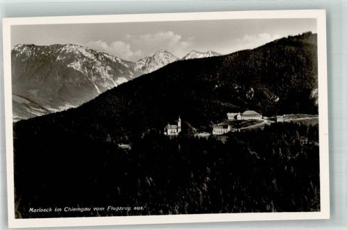 Maria Eck 1939 Fliegeraufnahme der Wallfahrtskirche Maria Eck und des Franziskaner-Minoriten Kloster