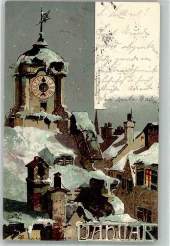 1899 Monat Januar Ein verschneiter Kirchturm über den Dächern der Stadt Adelskorrespondenz