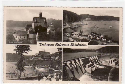 Zschopau - Talsperre Kriebstein mit 4 Abbildungen. Karte beschrieben Gute Erhaltung.