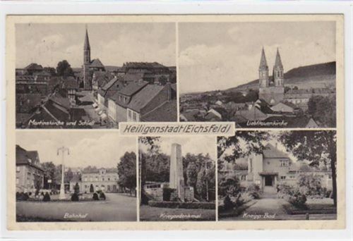 Heilbad Heiligenstadt Heiligenstadt/Eichsfeld. Martinskirche Schloß Liebfrauenkirche Bahnhof Kriegerdenkmal Kneipp-Bad. 1942 Feldpost Gute Erhaltung.