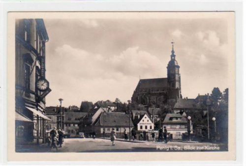 Penig Penig mit Blick zur Kirche ungelaufen Gute Erhaltung.
