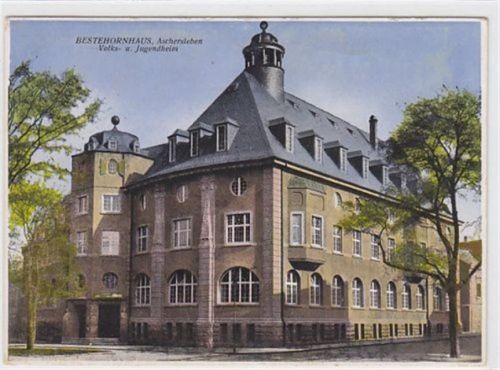 Aschersleben Aschersleben. Bestehornhaus, Volks- u. Jungendheim gelaufen 1928 kleiner Knick oberer Rand, sonst gut erhalten.