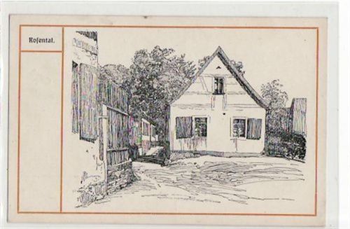 Auerbach Auerbach, Federzeichnung v. P. Wendler mit Rosental gelaufen von 1915. Gute Erhaltung.