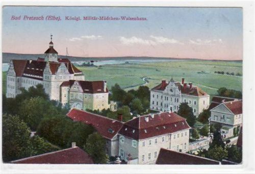 Pretzsch Bad Pretzsch mit Königl. Militär-Mädchen-Weisenhaus. Feldpost, mit Stempel von 1917. Gute Erhaltung.