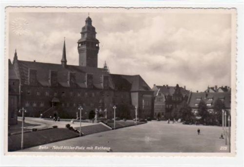 Zeitz Zeitz mit Adolf - Hitler - Platz und Rathaus gelaufen von 1938. Gute Erhaltung. WK II