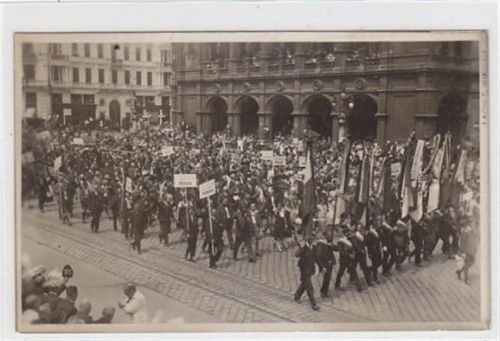 Seltene Fotokarte vom Sängerfest in Wien. Menschen mit Fahnen und Schildern. Ungelaufen. Gute Erhaltung.
