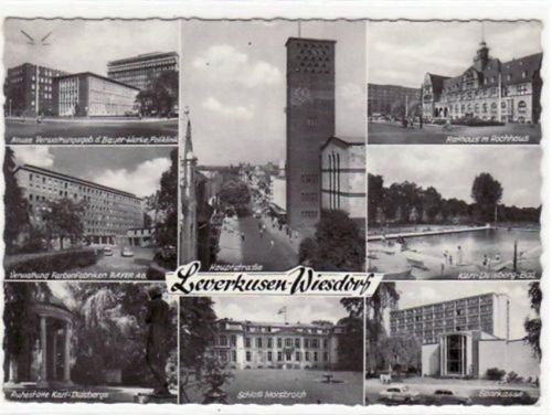 Leverkusen - Wiesdorf mit 8 Abbildungen gelaufen von 1961. Leichter Knick rechten Seite, sonst gut erhalten