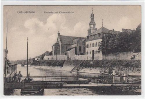 Köln Mülheim 901 Köln Mülheim. Rheinufer mit Clemenskirche ungelaufen Leicht fleckig, sonst gut erhalten