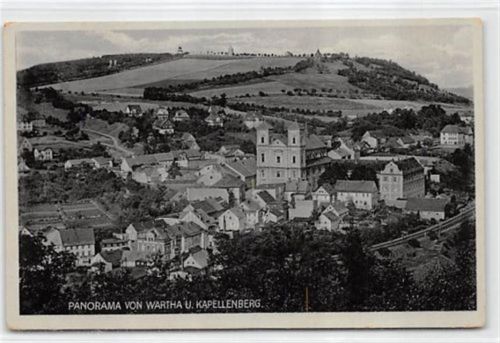 Wartha Panorama von Wartha / Bardo und Kapellenberg - Kreis Frankenstein / Powiat Zabkowicki ungelaufen Gute Erhaltung.