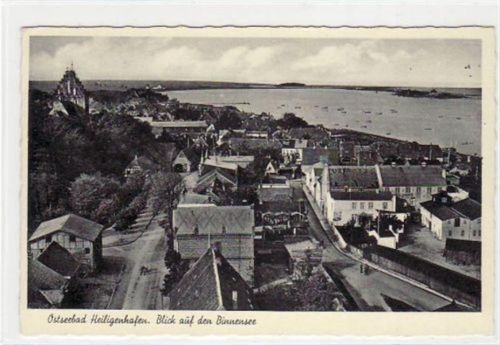 Heiligenhafen mit Blick auf den Binnensee gelaufen, 1954. Gute Erhaltung.