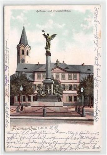 Frankenthal. Rathaus Kriegerdenkmal gelaufen. Vorder- und Rückseite leicht fleckig, sonst gut erhalten