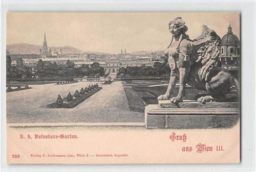 Wien. K. k. Belvedere-Garten ungelaufen Ecken mit Albumabdrücken, sonst gut erhalten