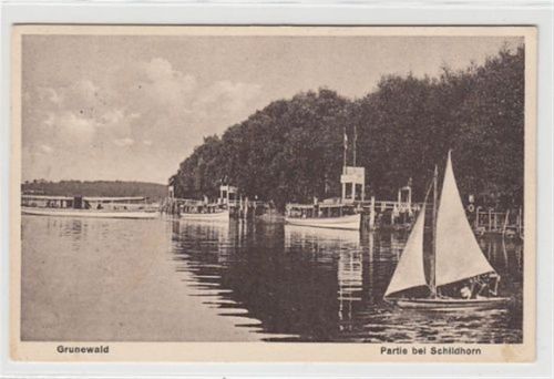 Berlin-Wilmersdorf, Grunewald. Partie bei Schildhorn gelaufen, 1939 kleiner Knick oben rechts, leicht fleckig, sonst gut erhalten