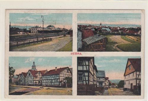 Bebra Bebra. 4 Abbildungen von der Stadt gelaufen, mit Stempel von 1921. Marke entfernt, Abrissspuren. Leicht fleckig, Ecken mit Albumabdrücken, sonst gut erhalten
