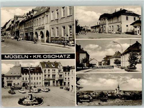 Mügeln Dr. Friedrichs Straße Bahnhof Karl Marx Platz Neue Straße Karl Plato Lichtspiele Fahrrad Auto Apotheke Kaufhaus