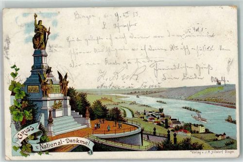 Niederwald 1903 National-Denkmal Frau Schwert Adler Rhein Dampfschiff Aussichts-Terrasse