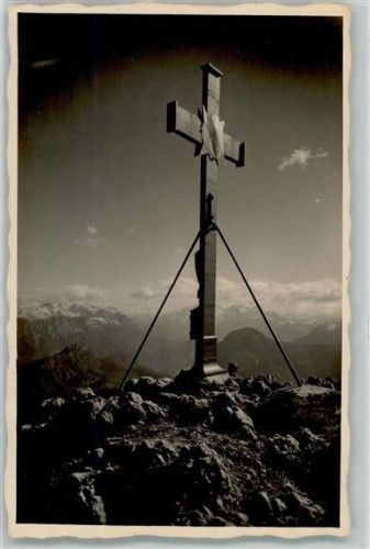Staufen Kreuz Hüttenstempel Reichenhaller Hütte Gipfelkreuz 1929 Foto AK