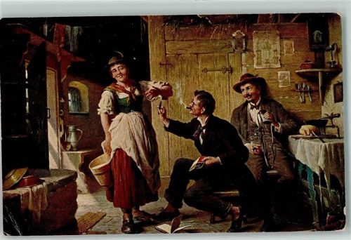 1913 sign. Baumgartner P. Zigarre Bauernstube Tracht AK