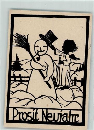 Neuahr Schneemann Engel sign. Martha Aßmann