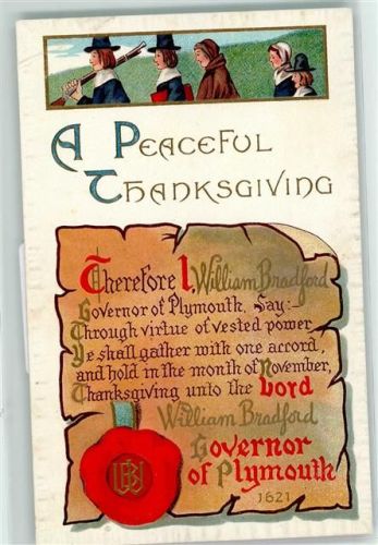 A Peaceful Thanksgiving Governor of Plamouth say: Thanksgiving 1913 Prägedruck