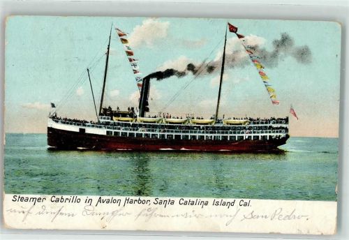 Steamer Cabrillo in Avalon Harbor , Santa catalina Island Cal. Dampfer