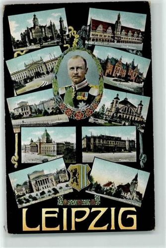 O7000 Leipzig Rathaus König Friedrich August Wappen AK Adel Sachsen