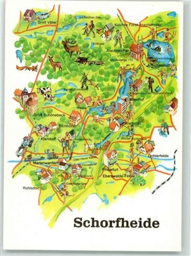 Joachimsthal Landkarte Schorfheide Zeichnung von Mau