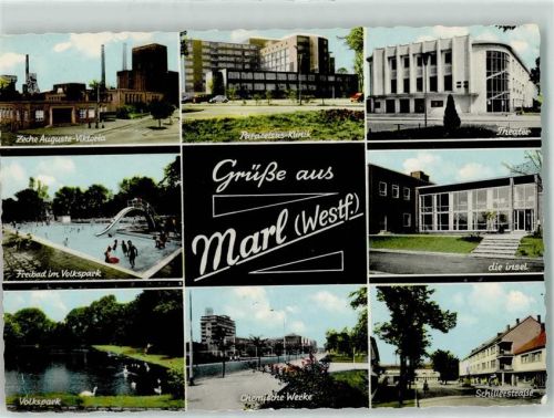 Marl Schwimmbad Chemische Werke Volkspark Schwäne Zeche Augustus-Viktoria
