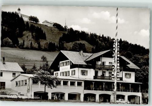 82383 W8126 Hohenpeißenberg - Gasthaus-Pension Schächen Maibaum Fassadenmalerei Straßenschild