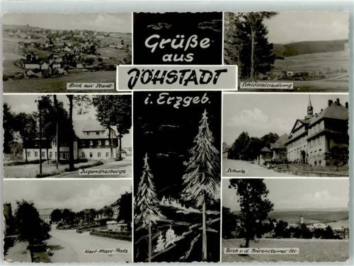 09477 O9308 Jöhstadt - Blick zur Stadt Schlosssiedlung Schule Jugendherberge Karl Marx Platz Blick v.d. Bärensteiner Straße